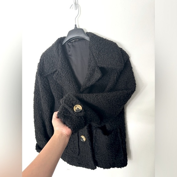 Free People So Soft Cozy Peacoat in Black - Picture 2 of 9